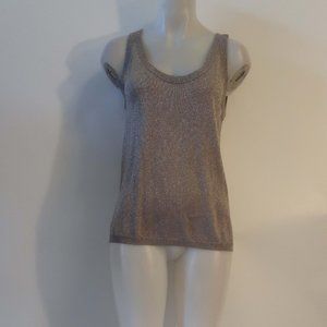 Womens Atko Silver Metallic Split Open Back Top S *
